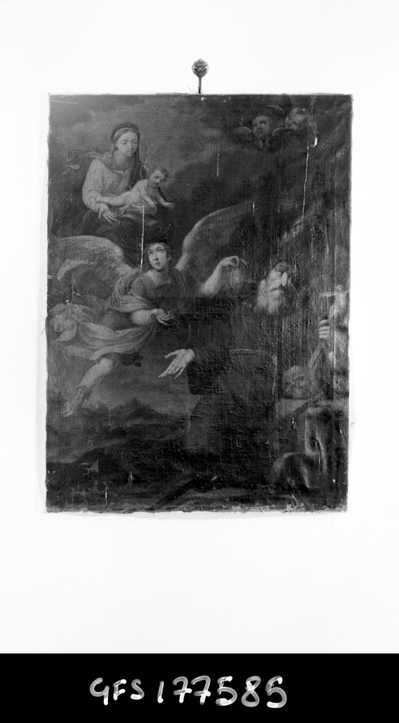 Madonna con Bambino e San Francesco di Paola (dipinto) - ambito bolognese (sec. XVII)