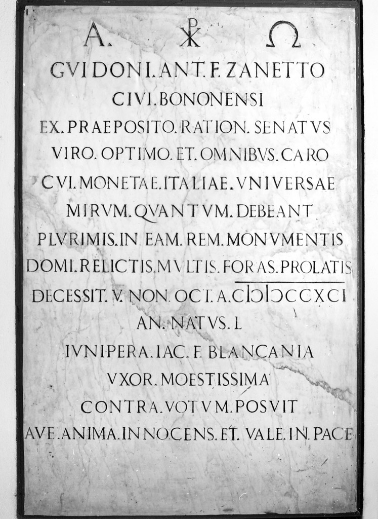 lapide tombale - manifattura bolognese (sec. XVIII)