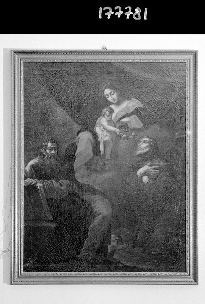 Madonna con Bambino tra San Luca e San Francesco di Paola (dipinto) - ambito bolognese (seconda metà sec. XVII)