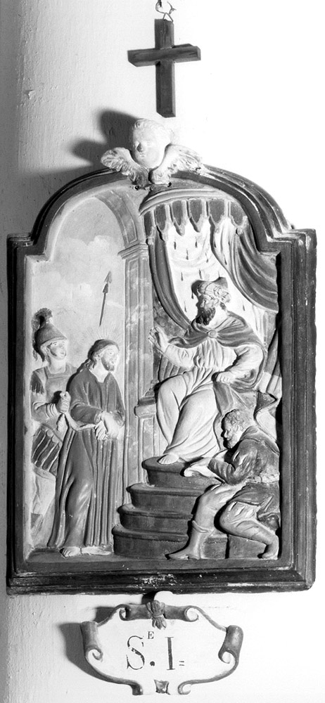 stazioni della via Crucis (rilievo, ciclo) di Lolli Fausto (sec. XIX)