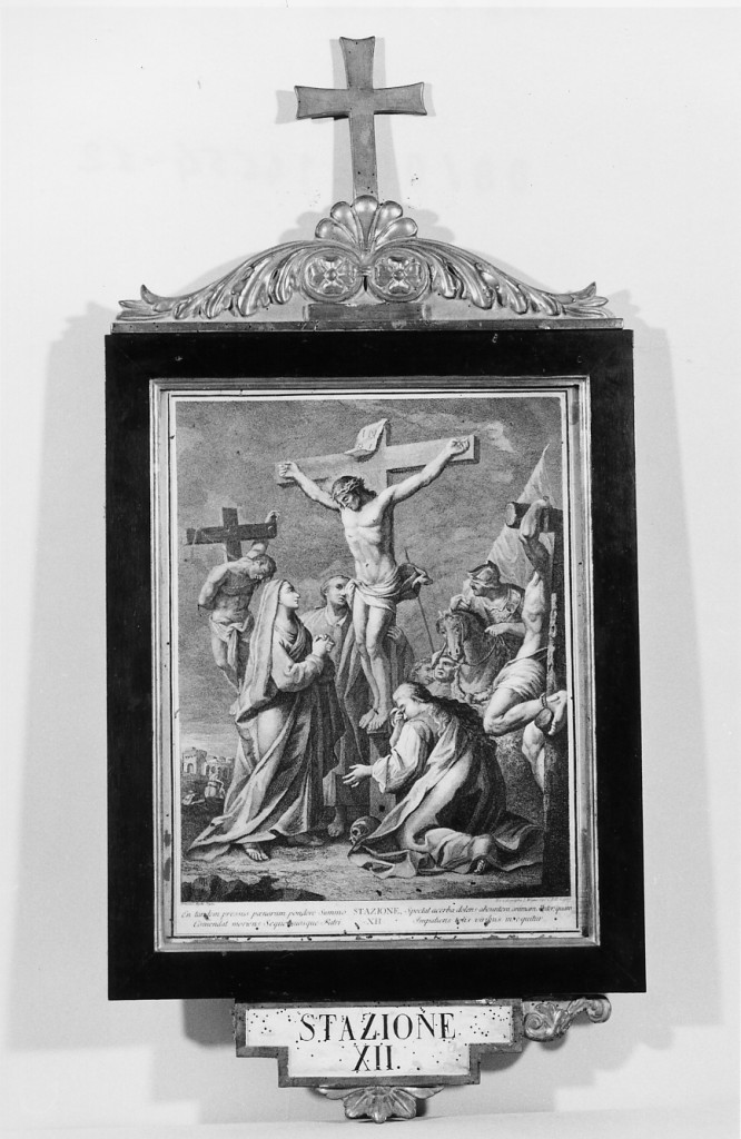 stazione XII: Gesù innalzato e morto in croce (incisione, elemento d'insieme) di Maggiotto Francesco, Wagner Joseph (sec. XVIII)