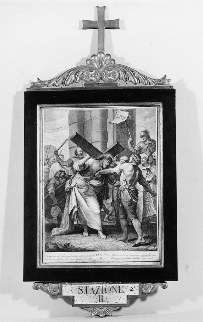 stazione II: Gesù caricato della croce (incisione, elemento d'insieme) di Crosato Giovanni Battista, Wagner Joseph (sec. XVIII)