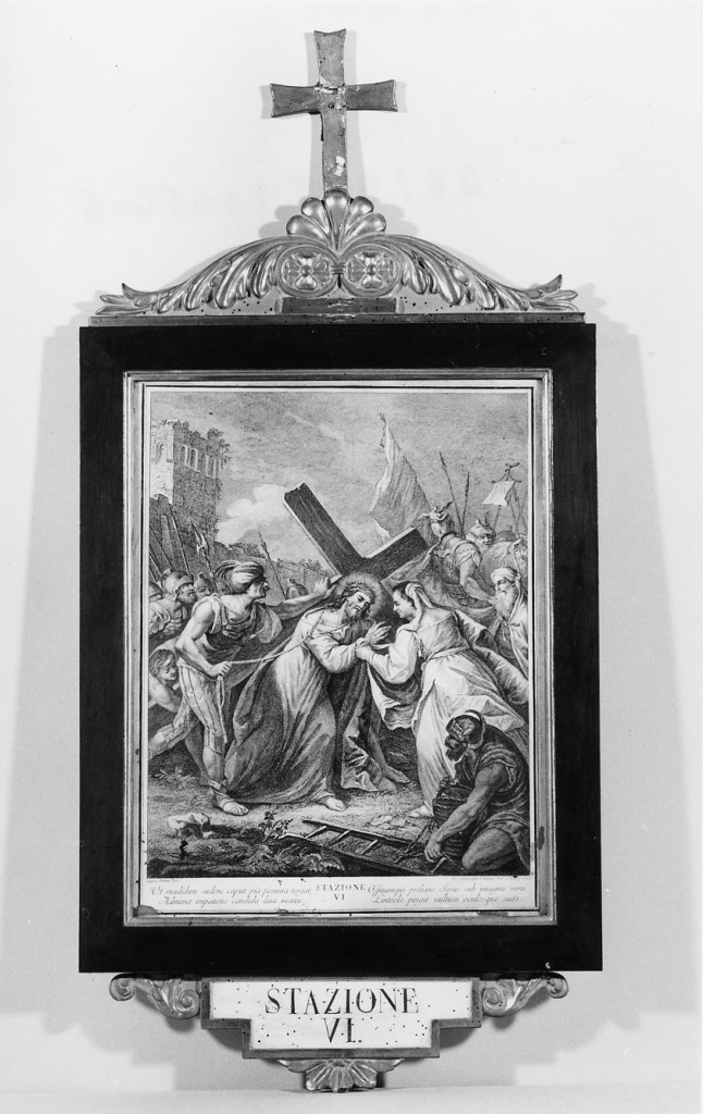 stazione VI: Gesù asciugato da Santa Veronica (incisione, elemento d'insieme) di Diziani Gaspare, Wagner Joseph (sec. XVIII)