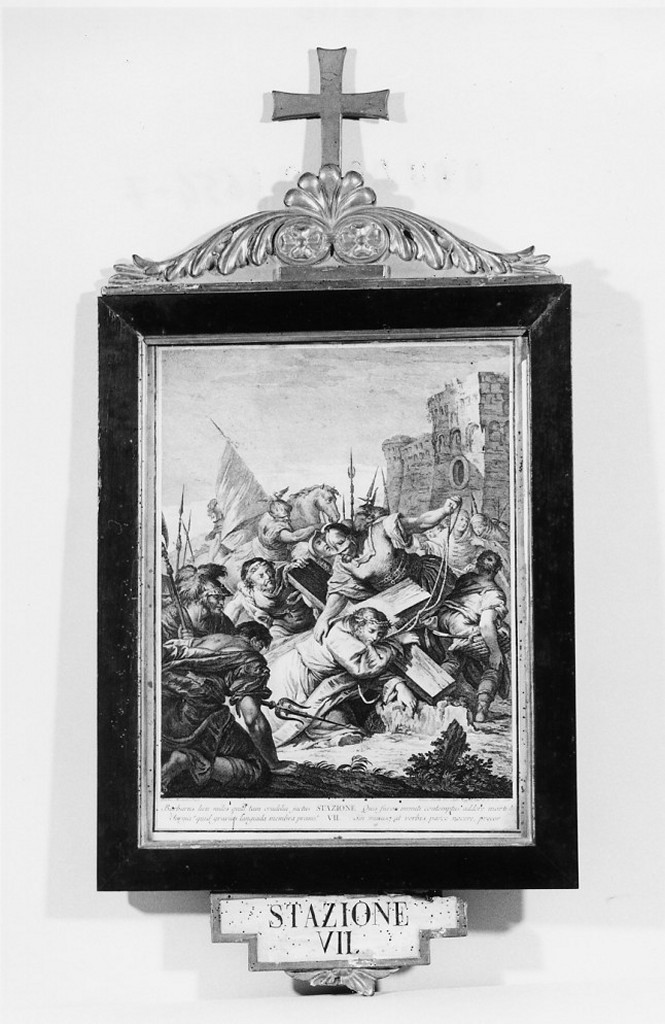 stazione VII: Gesù cade sotto la croce la seconda volta (incisione, elemento d'insieme) di Marieschi Jacopo detto Jacopo di Paolo, Baratti Antonio (sec. XVIII)
