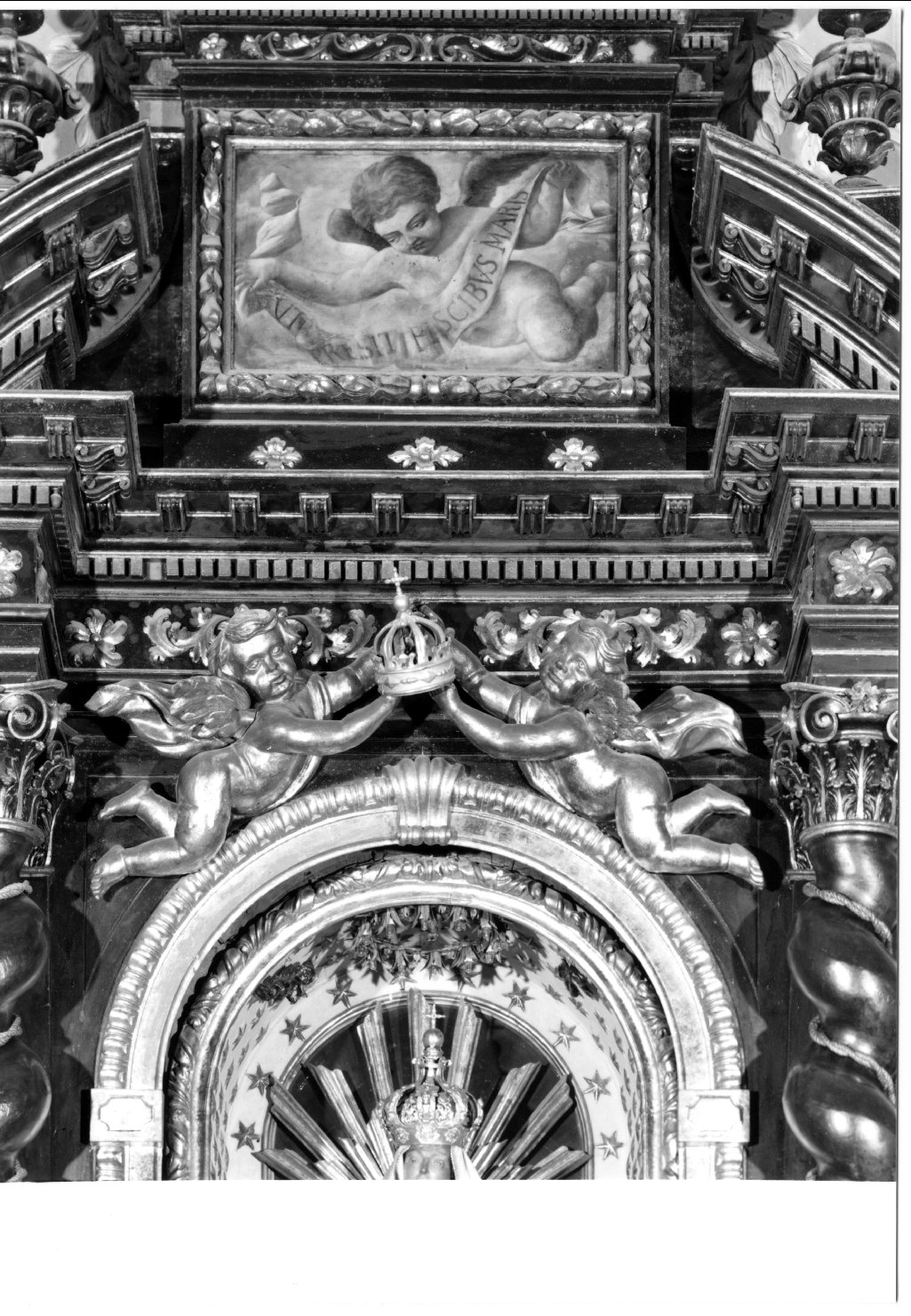 angelo con cartiglio (dipinto) - ambito ferrarese (sec. XVIII)