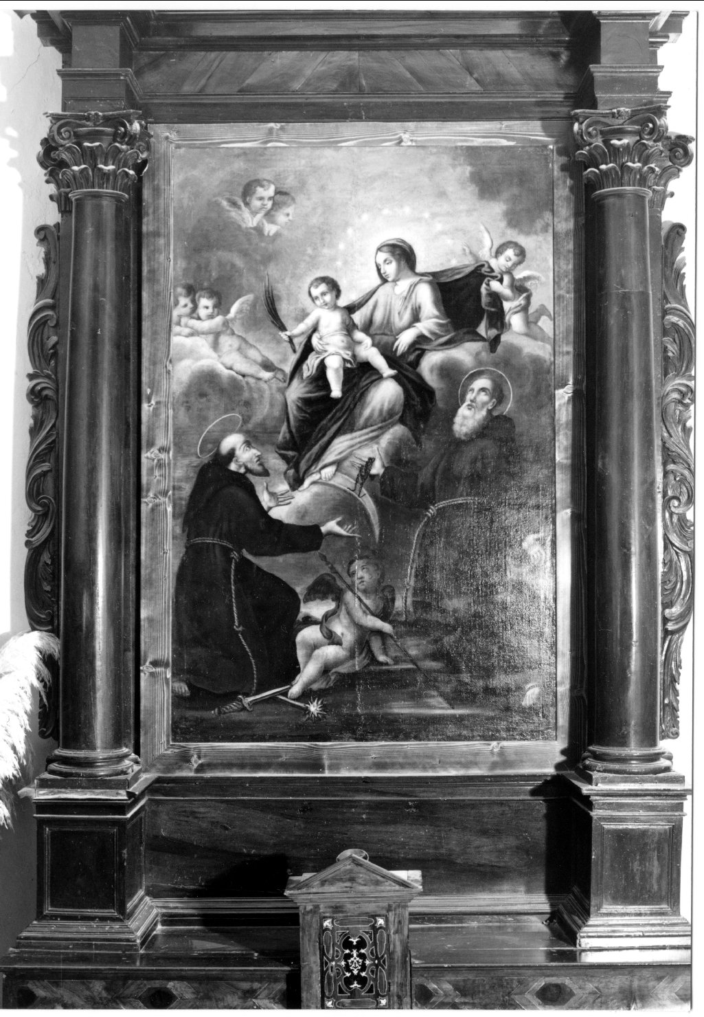 Madonna con Bambino e Santi (dipinto) - manifattura ferrarese (fine/inizio secc. XVIII/ XIX)