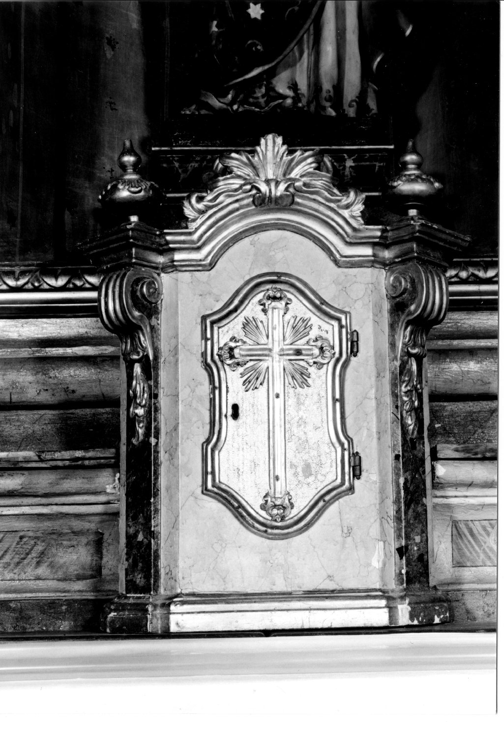 tabernacolo - a frontale architettonico - manifattura ferrarese (seconda metà sec. XVIII)