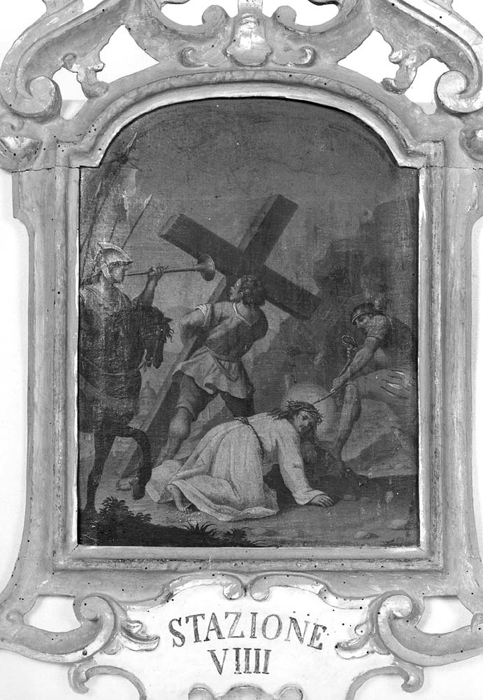stazione IX: Gesù cade sotto la croce la terza volta (dipinto) - ambito emiliano (sec. XVIII)