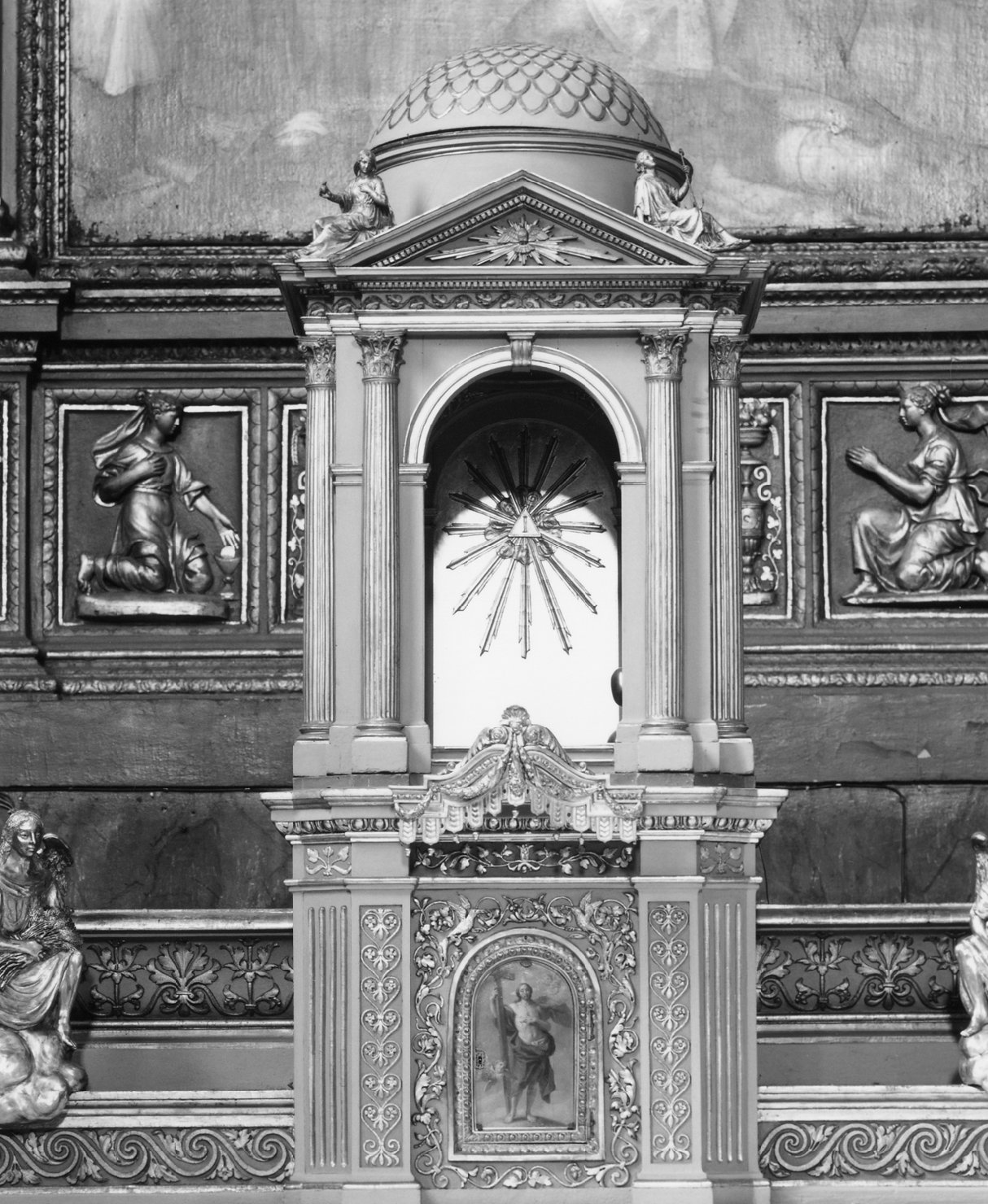 tabernacolo - a frontale architettonico di Piccioli Prudenzio - manifattura bolognese (secc. XVIII/ XIX)