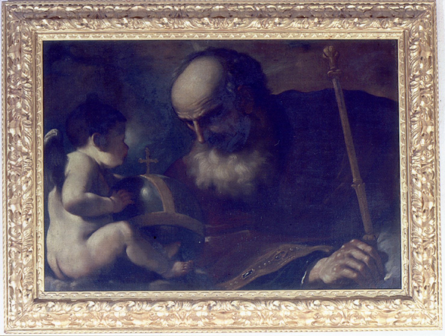 Dio Padre e un angelo (cimasa) di Barbieri Giovanni Francesco detto Guercino (maniera) (sec. XVII)