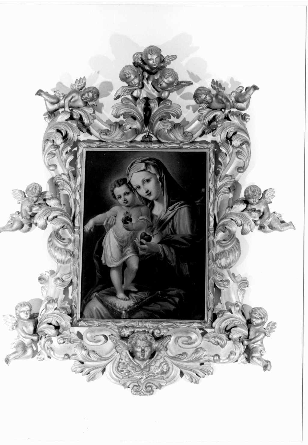Madonna con Bambino e Sacro Cuore (dipinto) di Domenichini Girolamo (sec. XIX)