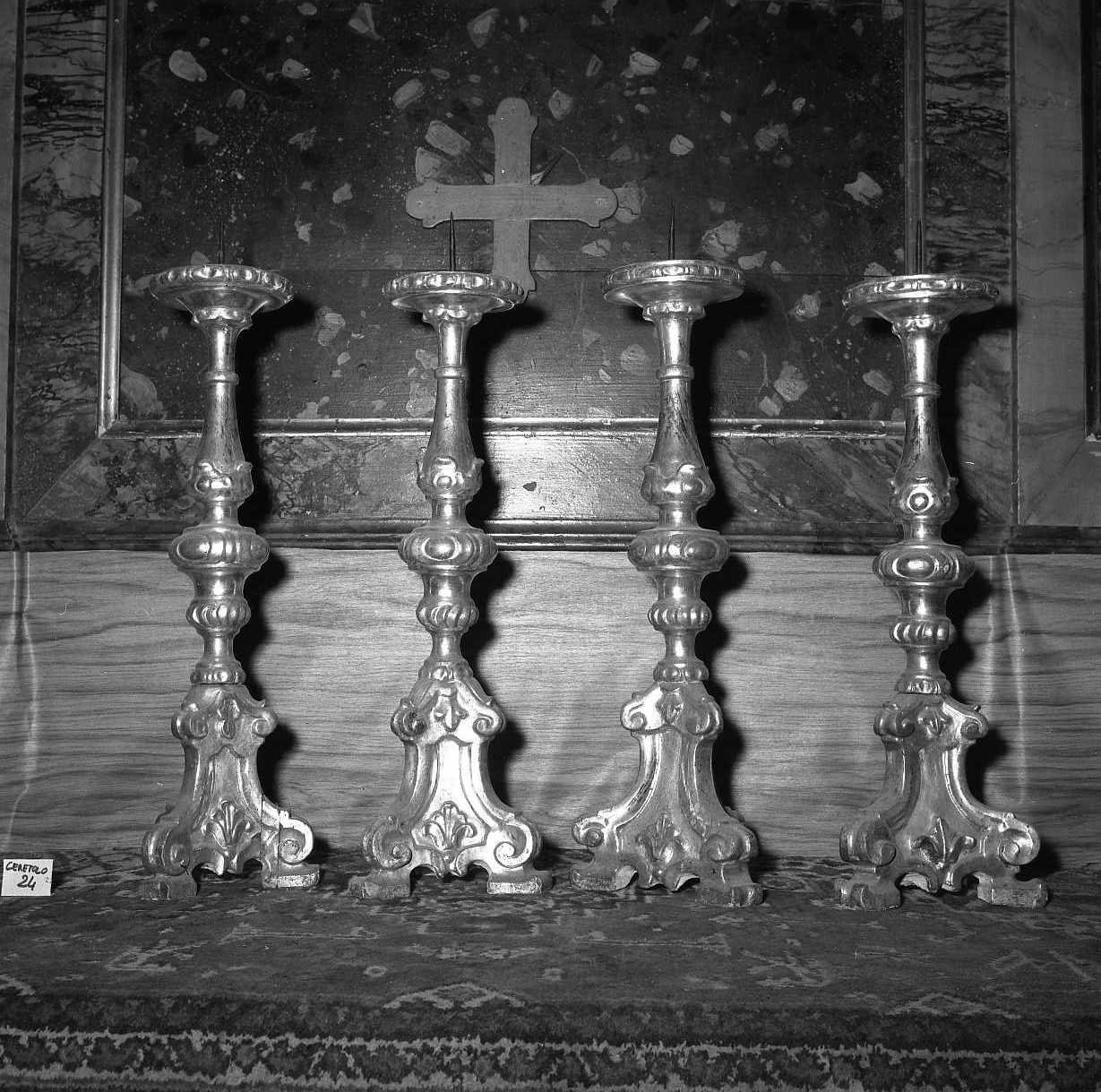 candeliere da chiesa, serie - bottega emiliana (sec. XVIII)