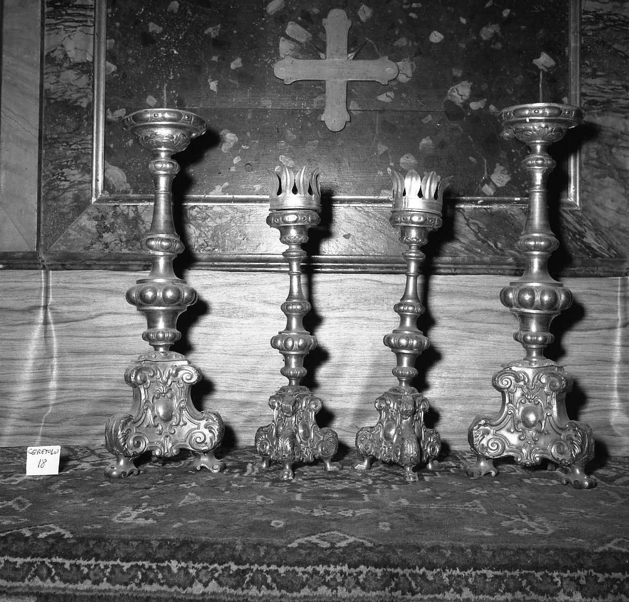 candeliere da chiesa, serie - bottega emiliana (sec. XVIII)