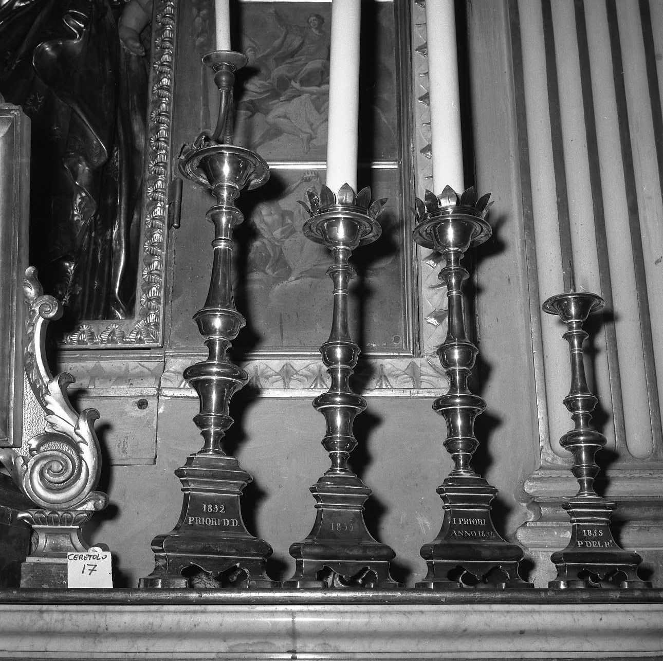 candeliere da chiesa, serie - bottega emiliana (sec. XIX)