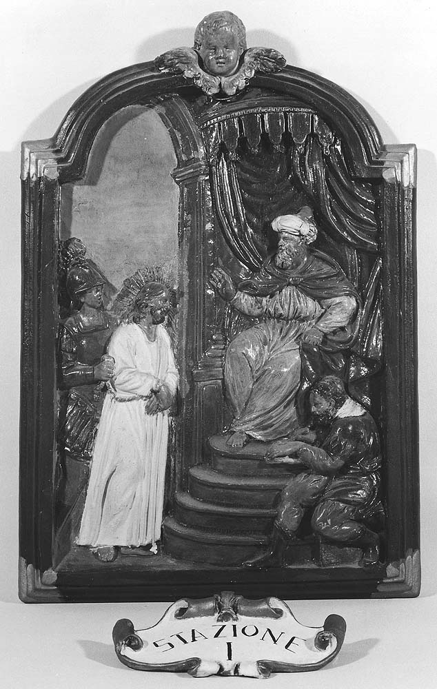 stazioni della Via Crucis (rilievo, insieme) di Testoni Vincenzo (sec. XIX)