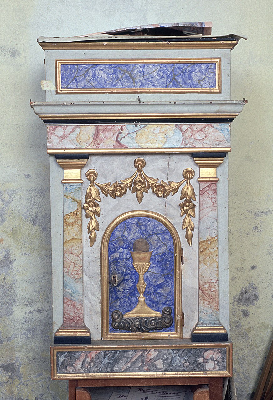 tabernacolo - a frontale architettonico - manifattura ferrarese (prima metà sec. XIX)