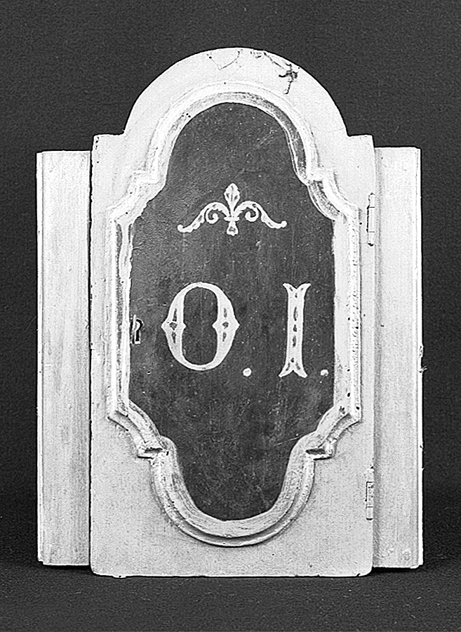 anta di armadietto per oli santi - bottega emiliana (inizio sec. XIX)