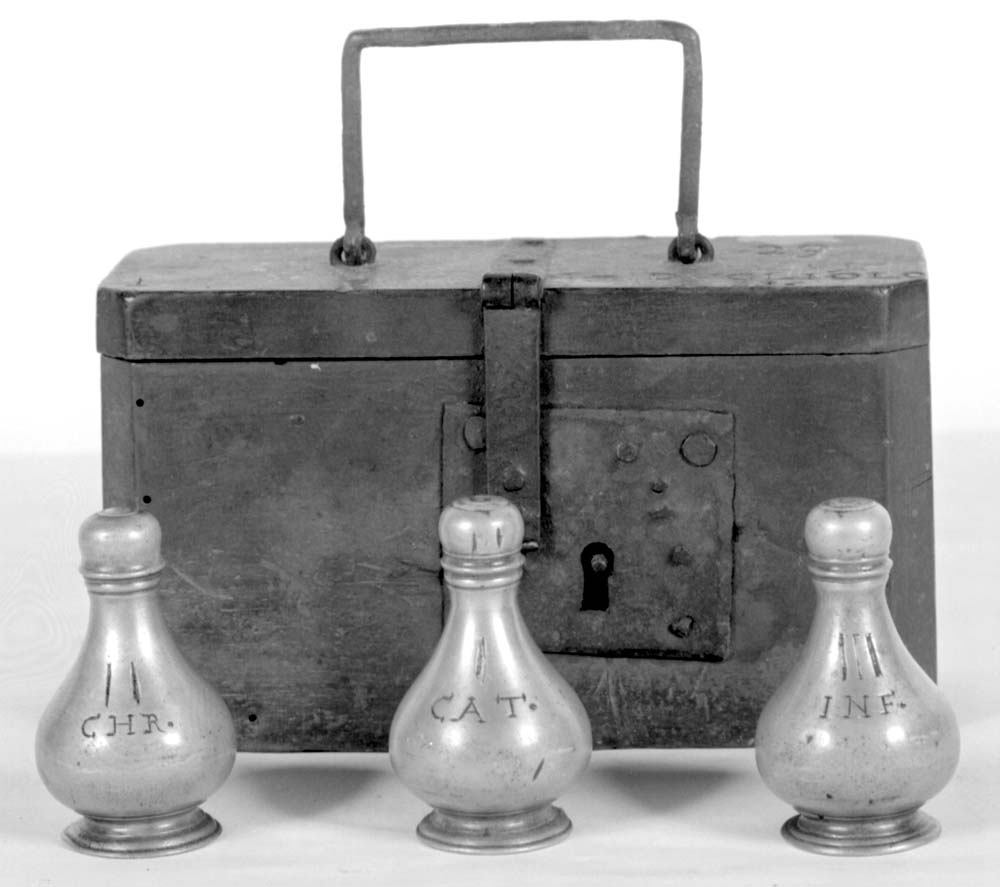 vasetti per oli santi, serie - bottega emiliana (prima metà sec. XIX)