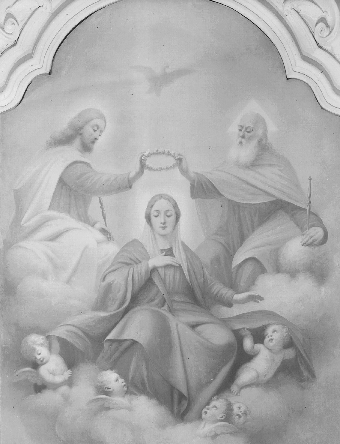 Incoronazione della Madonna (dipinto, complesso decorativo) di Guardassoni Alessandro (scuola) (sec. XIX)