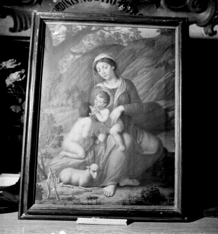 Madonna con Bambino e San Giovannino (dipinto) di Calvi Jacopo Alessandro detto Sordino (cerchia) (sec. XVIII)