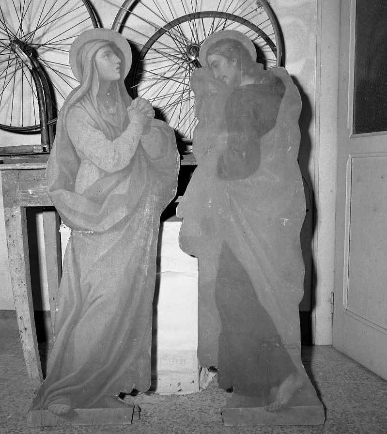 Madonna con Bambino; San Giovanni Evangelista (dipinto, insieme) di Righini Giuseppe (attribuito) (sec. XVIII)