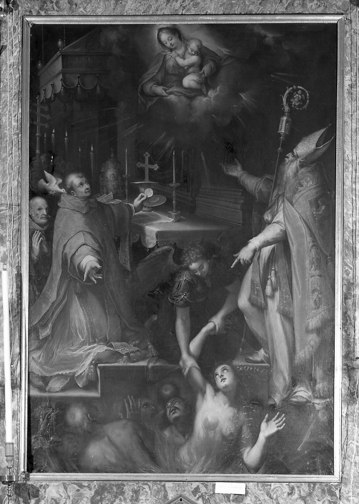 Madonna in gloria con San Gregorio Magno, Sant'Agostino e le anime del purgatorio (dipinto) di Calvaert Denys detto Dionisio fiammingo (attribuito) (ultimo quarto sec. XVI)