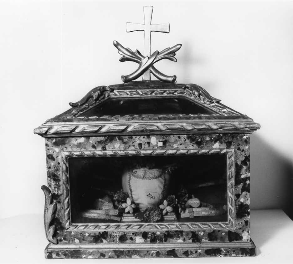 reliquiario a teca - a urna - manifattura bolognese (sec. XVIII)