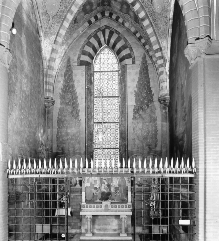 camposanto con cipressi (decorazione plastico-pittorica) di Casanova Achille (sec. XX)