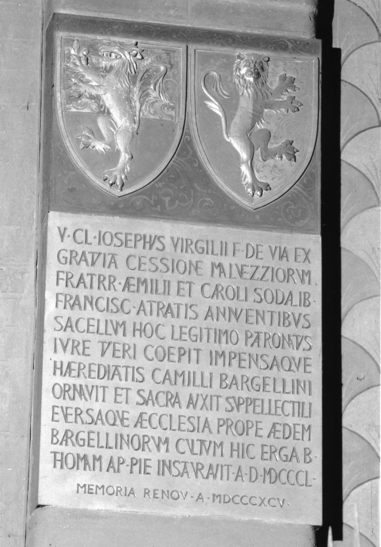 lapide celebrativa - produzione emiliana (sec. XIX)