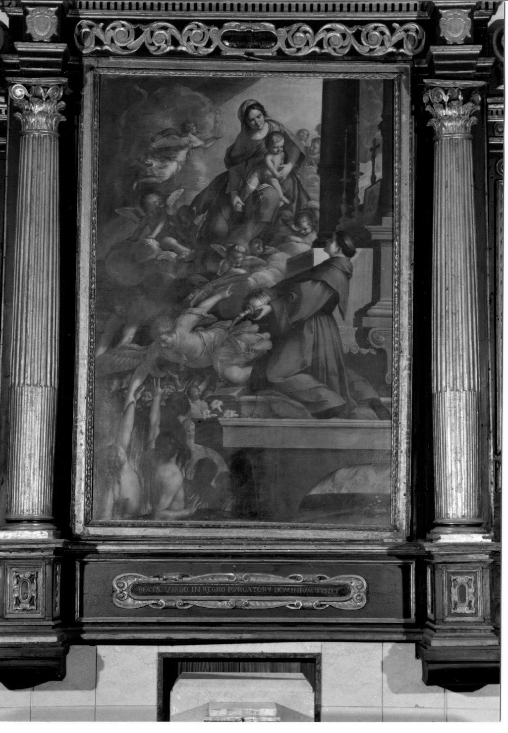 Madonna con Bambino, santi e anime del purgatorio (dipinto) di Randa Antonio (attribuito) (sec. XVII)