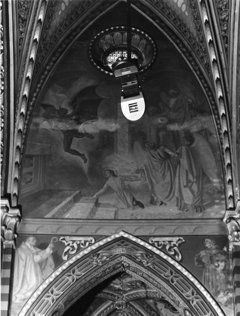 Sant'Antonio da Padova bambino scaccia il demonio (dipinto) di Nardi Antonio Maria (sec. XX)