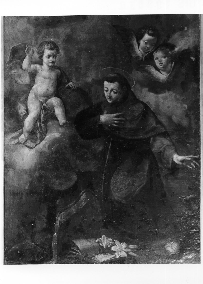 Sant'Antonio da Padova con Gesù bambino (dipinto) - ambito bolognese (seconda metà sec. XVII)