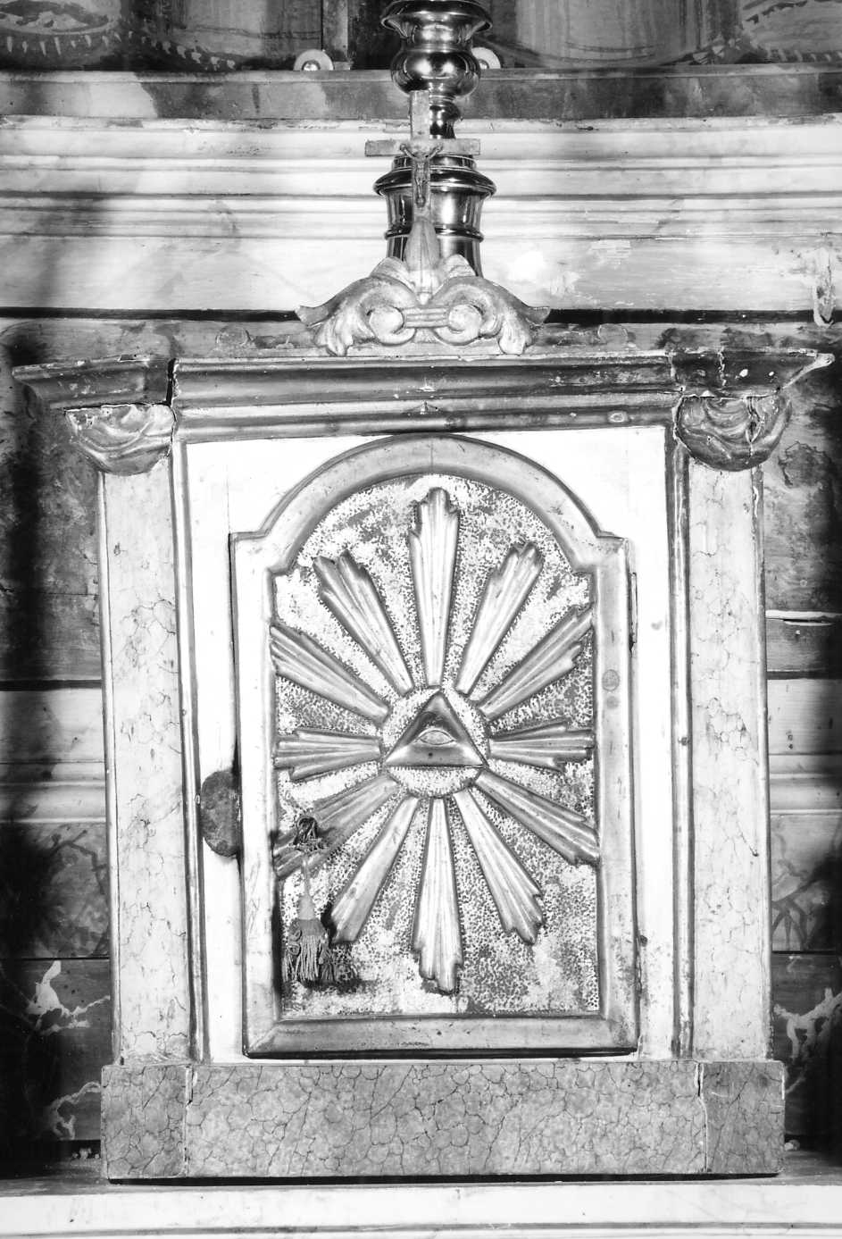 tabernacolo - a frontale architettonico - manifattura ferrarese (sec. XIX)
