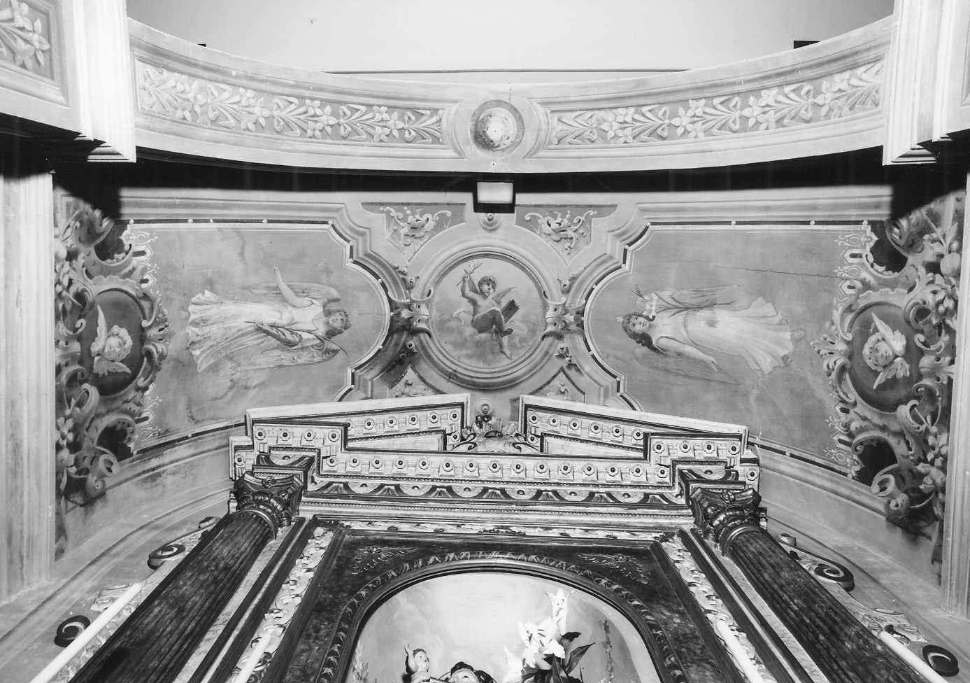 angeli; putto; motivi decorativi architettonici (dipinto) di Pagliarini Augusto (sec. XX)