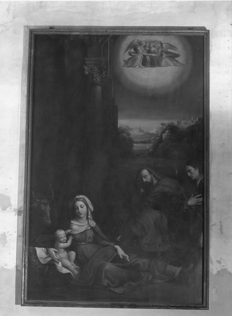 Madonna del riposo, Madonna con Bambino e ritratto del committente Leonello dal Pero (dipinto) di Fei Giovanni (seconda metà sec. XIX)