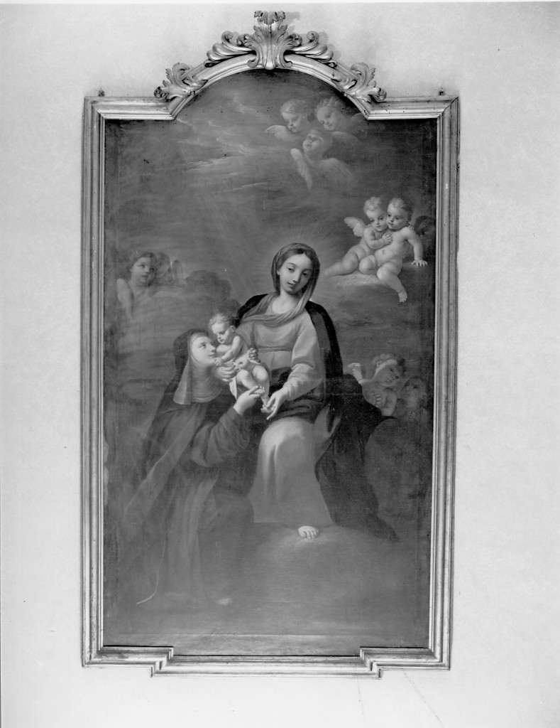 Madonna con Bambino appare a Santa Caterina Vigri (dipinto) di Cozza Giovanni Battista (prima metà sec. XVIII)