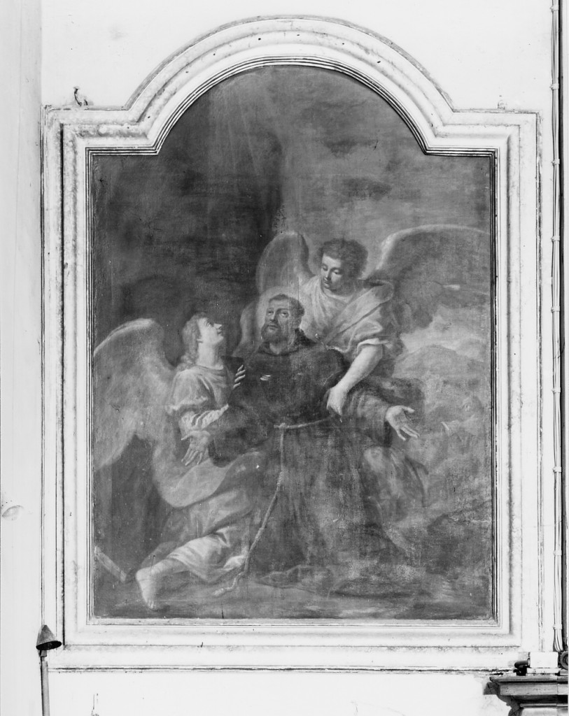 San Francesco in estasi e due angeli (dipinto) di Mazzoni Cesare Giuseppe (sec. XVIII)