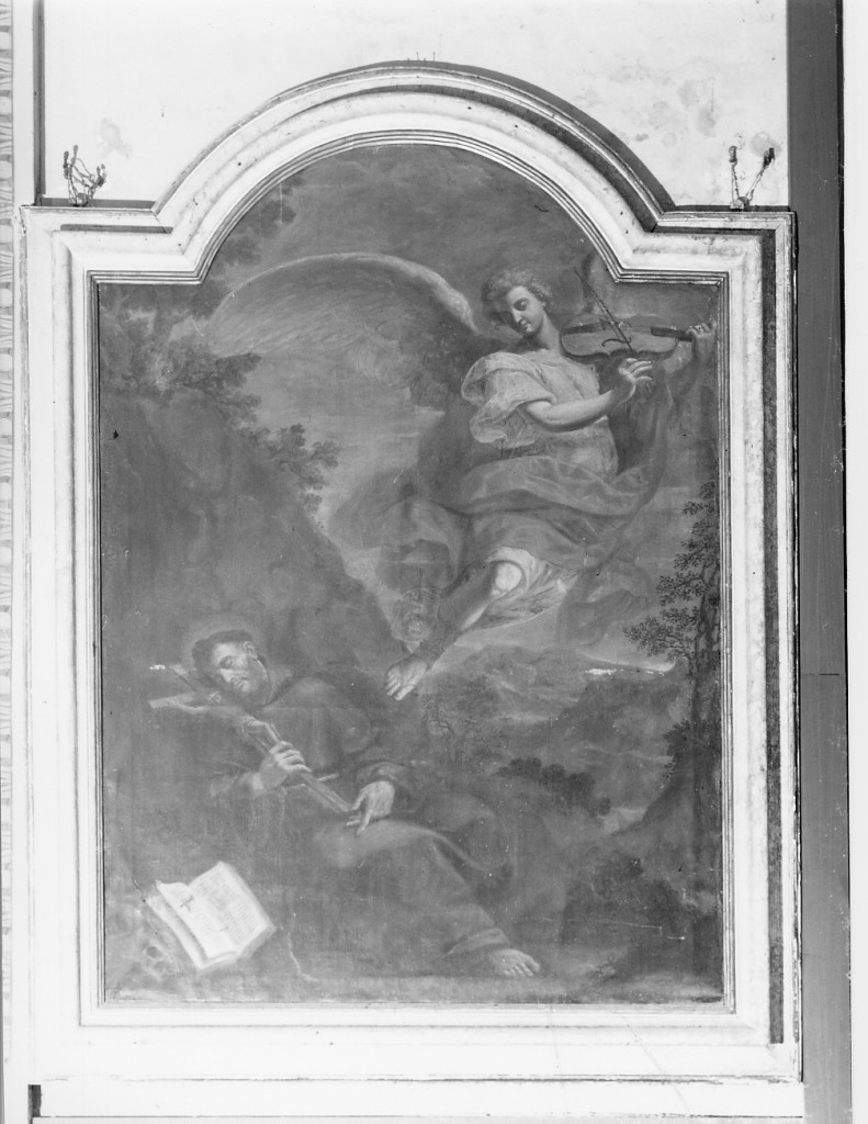 San Francesco in estasi con un angelo suonatore (dipinto) di Mazzoni Cesare Giuseppe (sec. XVIII)