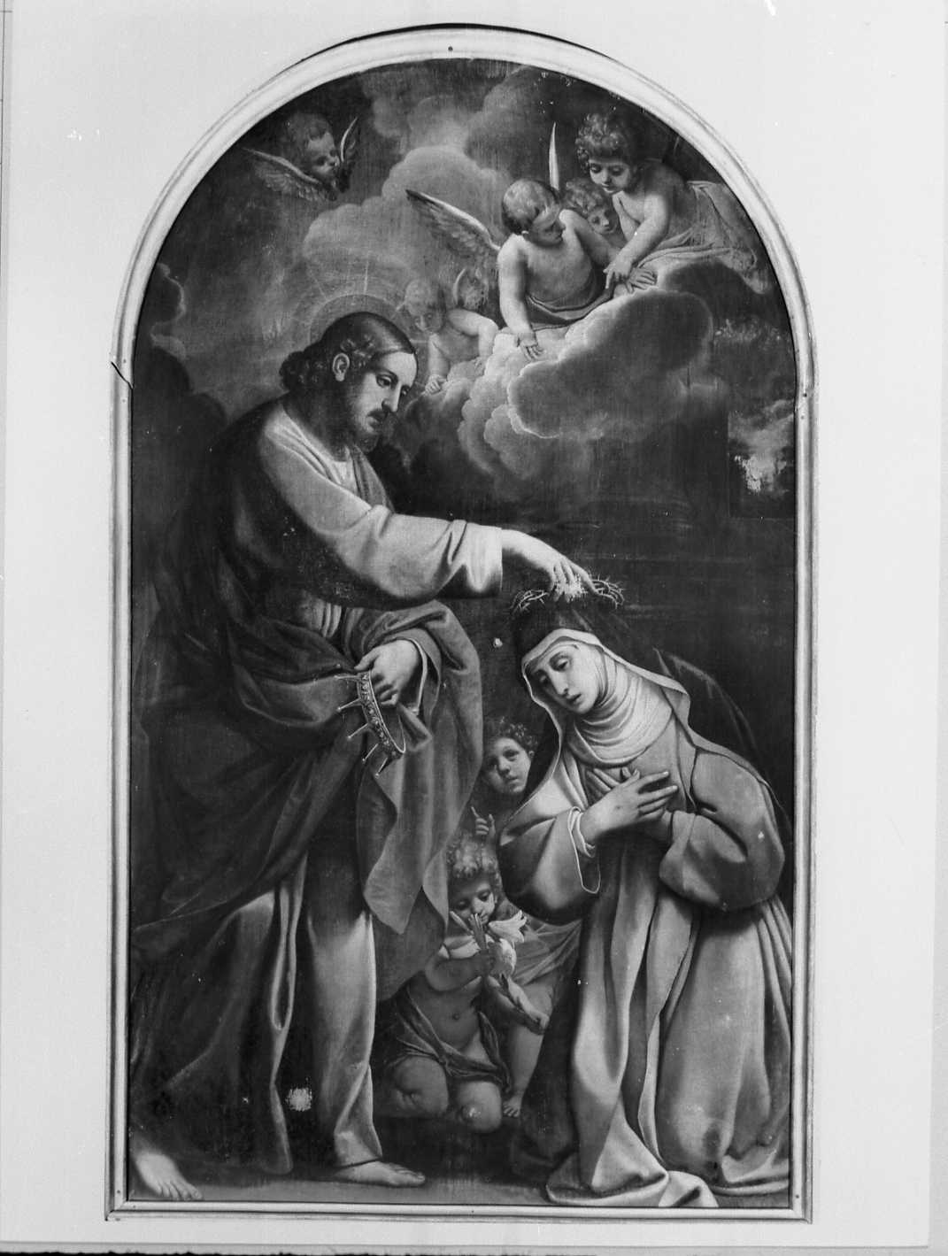 Santa Caterina da Siena incoronata di spine (dipinto) di Tiarini Alessandro (prima metà sec. XVII)