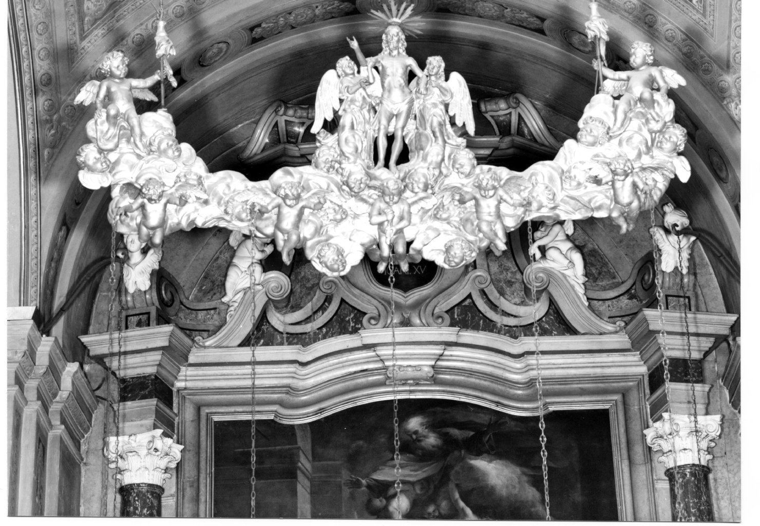 Cristo risorto (lampadario) di Porri Filippo (terzo quarto sec. XVII)