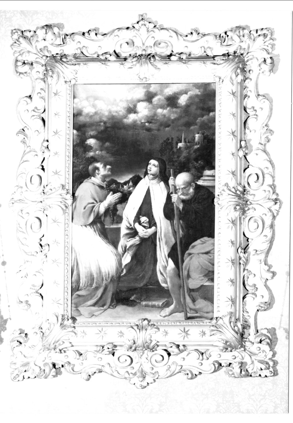 San Carlo Borromeo, Santa Teresa, San Giuseppe, Santi (dipinto) di Caletti Giuseppe detto Cremonese (attribuito) (metà sec. XVII)