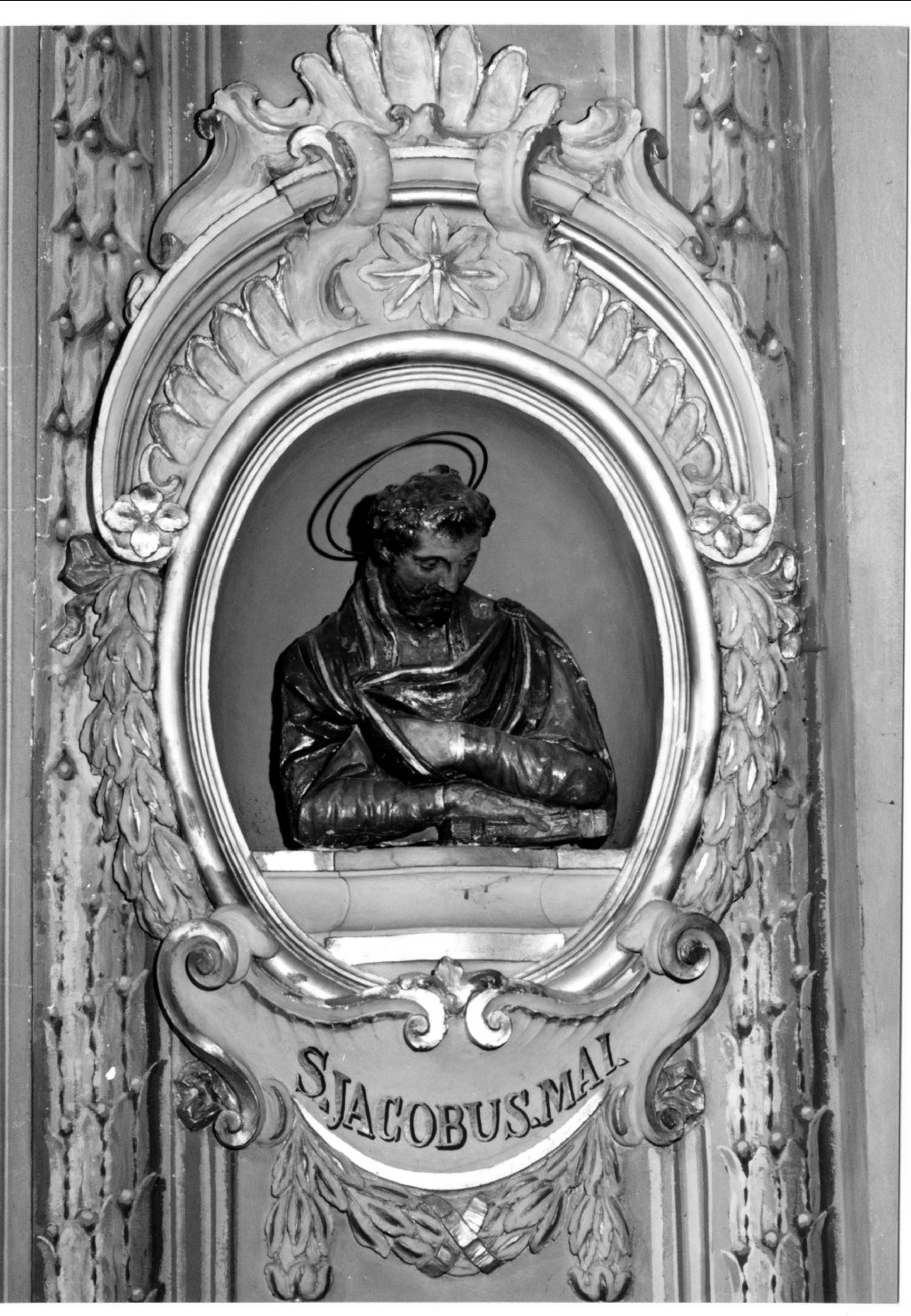 San Giacomo il Maggiore (busto, elemento d'insieme) di Lombardi Alfonso, Ghedini Giuseppe Antonio (attribuito) (primo quarto sec. XVI)