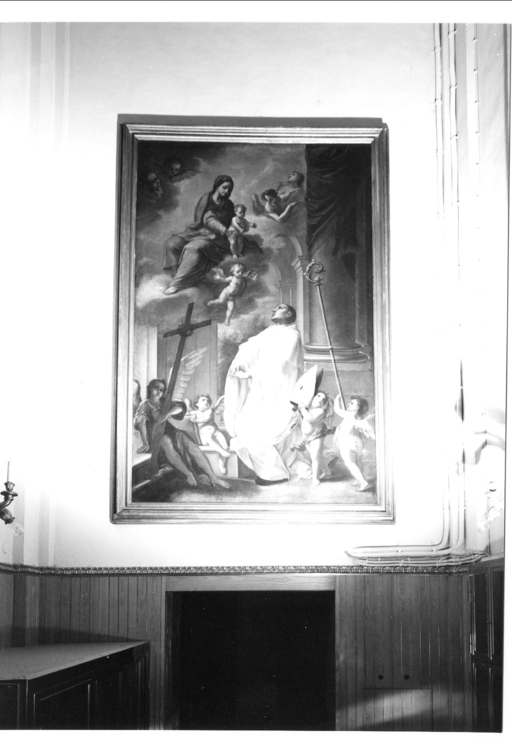 apparizione della Madonna a San Bruno, Madonna con Bambino in gloria (dipinto, opera isolata) - ambito ferrarese (prima metà sec. XVIII)