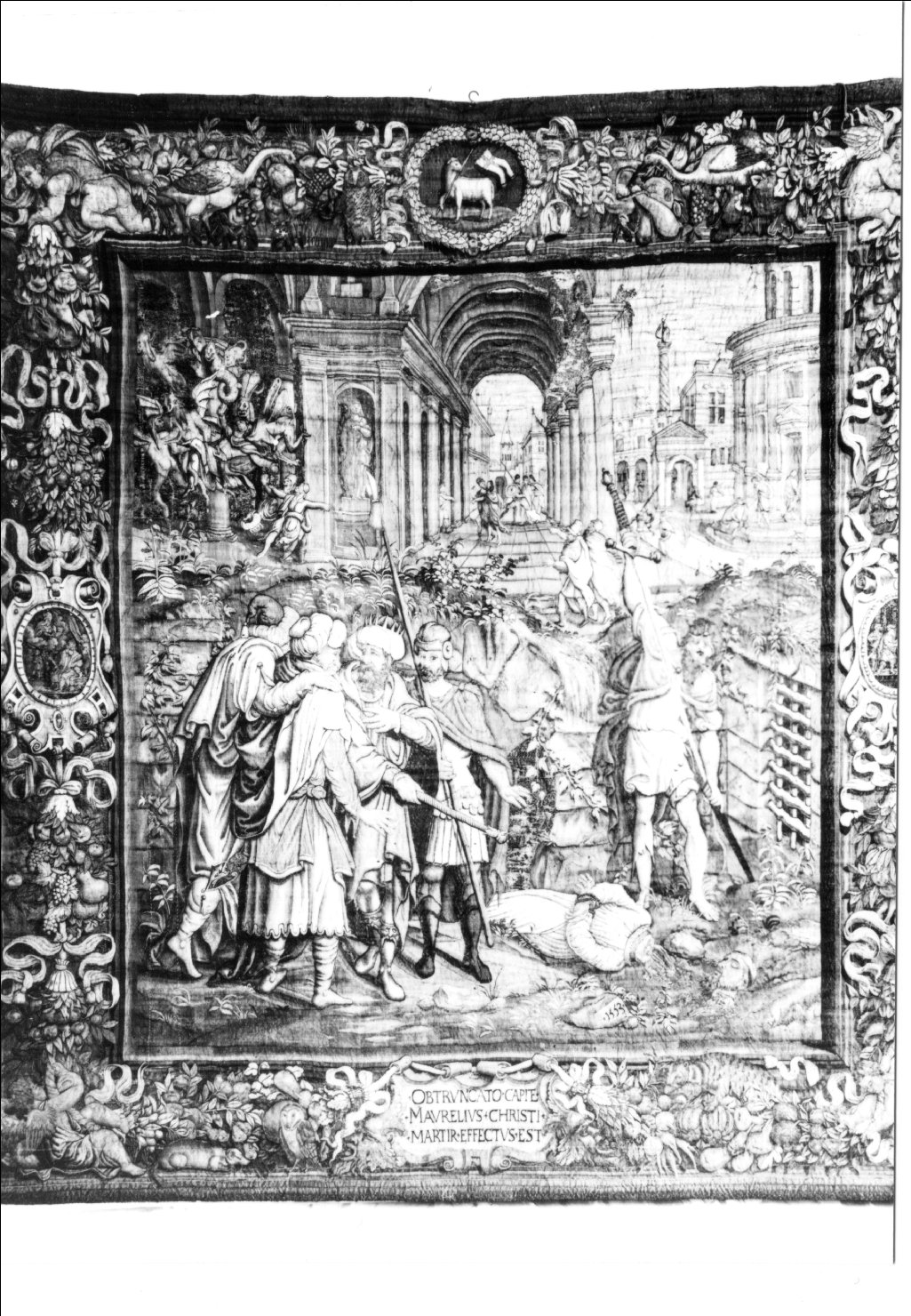 martirio di San Maurelio, Santo martire (arazzo, elemento d'insieme) di Tisi Benvenuto detto Garofalo, Luca Fiammingo, Karcher Giovanni, Roselli Niccolò (attribuito) (sec. XVI)