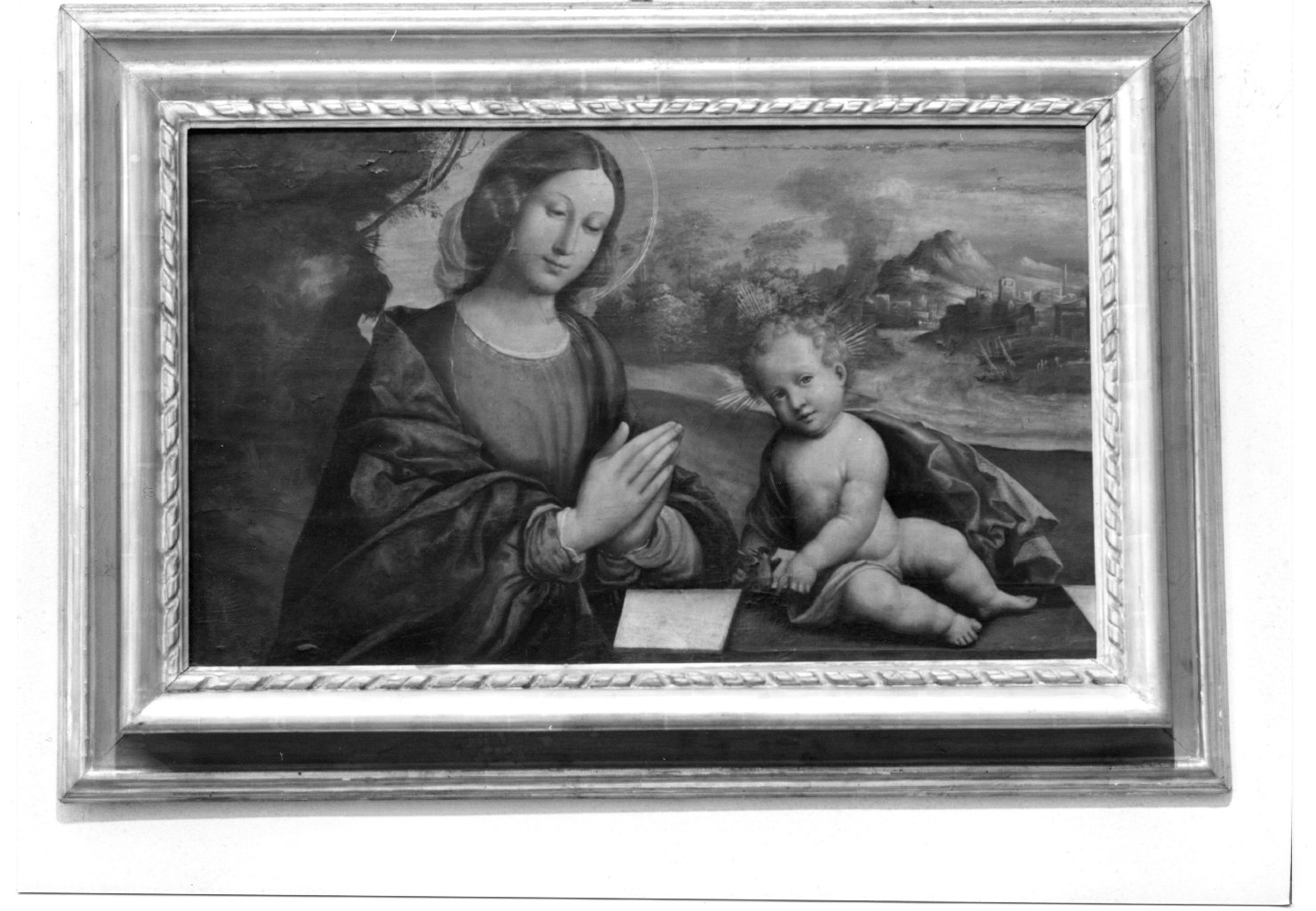 Madonna con Bambino (dipinto, elemento d'insieme) - ambito ferrarese (prima metà sec. XVI)