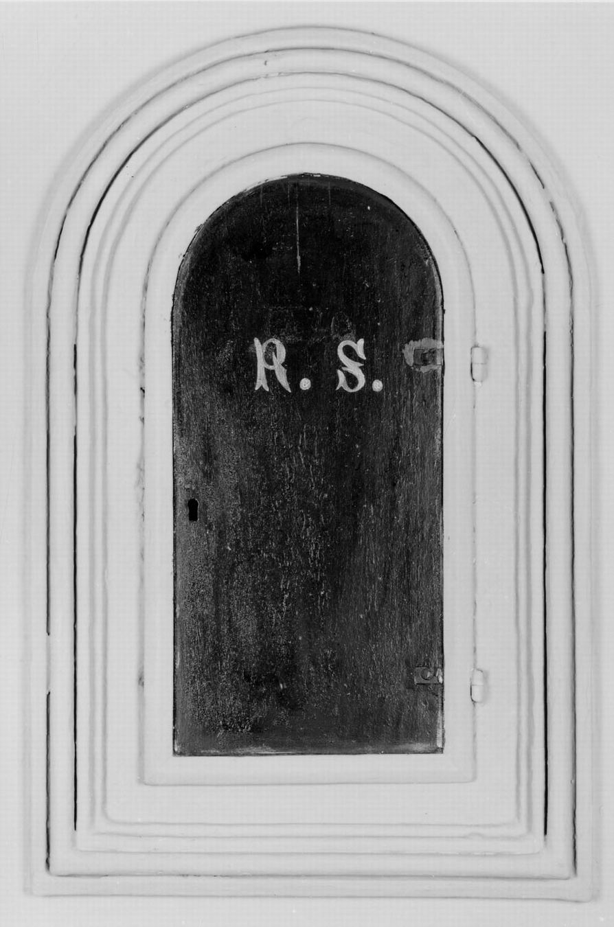 anta di armadietto per oli santi - manifattura emiliana (sec. XVIII)