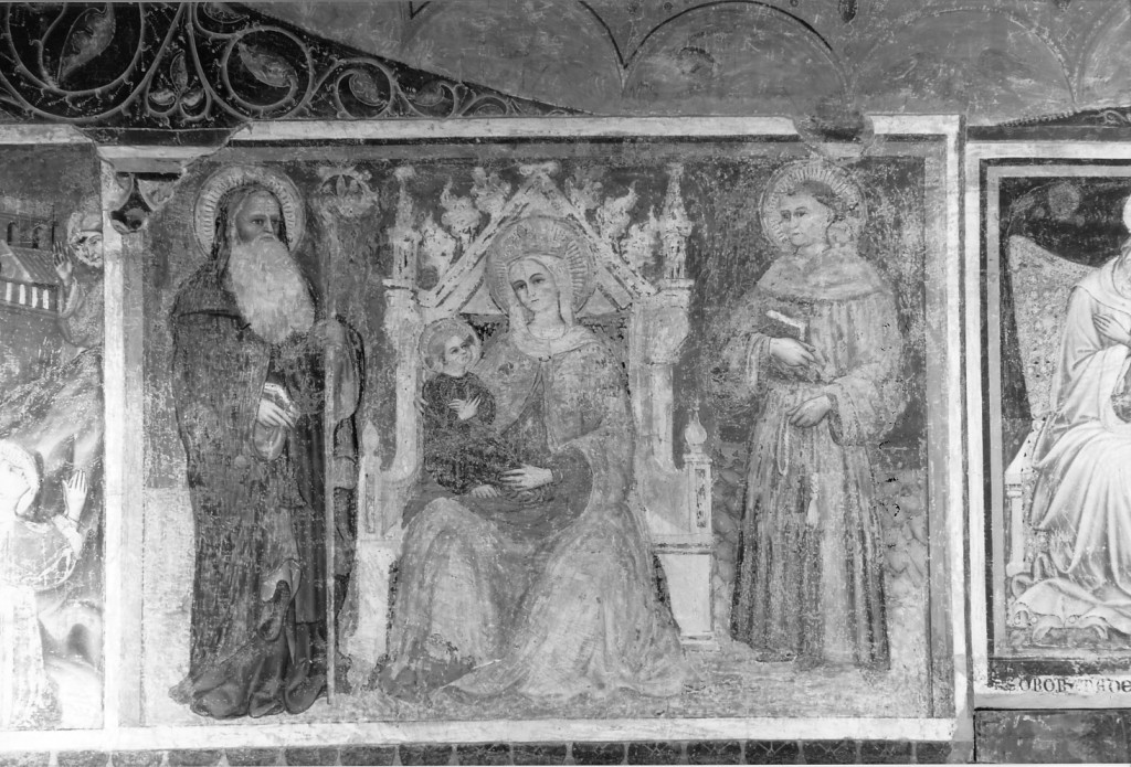 Madonna in trono con Sant'Antonio abate e San Francesco (dipinto) di Maestro GZ (attribuito) (sec. XV)