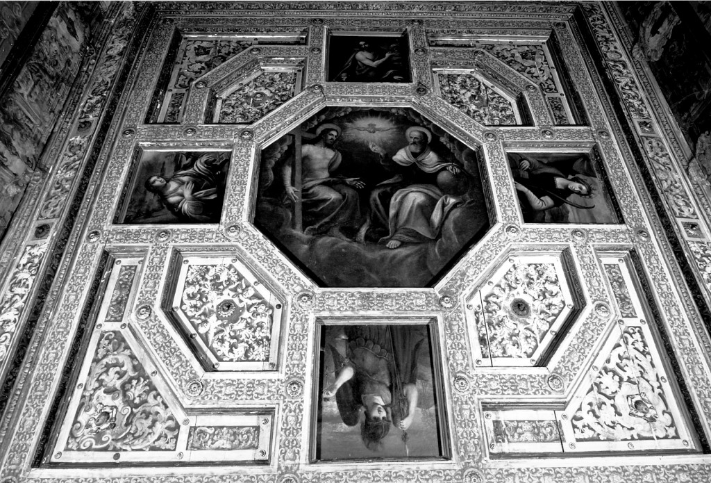 Trinità; Santa Maria Maddalena; San Michele Arcangelo; San Giovanni Battista; Santa Caterina; fregi; rosette; motivi decorativi (soffitto dipinto) di Ghirardoni Giovanni Andrea (primo quarto sec. XVII)
