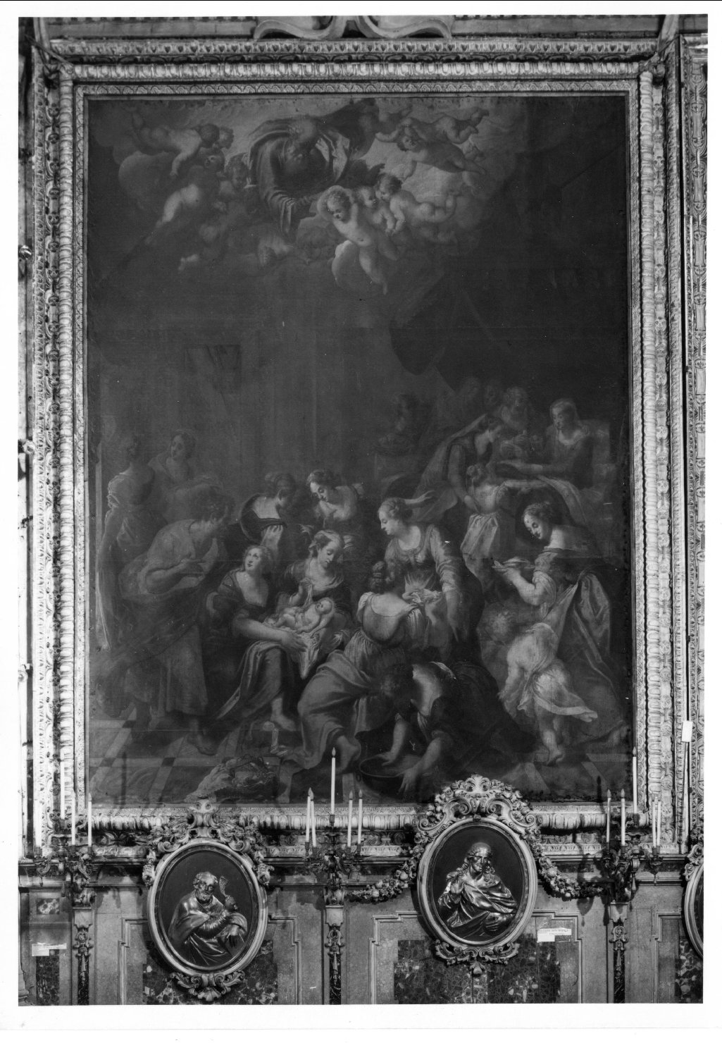 nascita di Maria Vergine (dipinto) di Monio Domenico (sec. XVI)