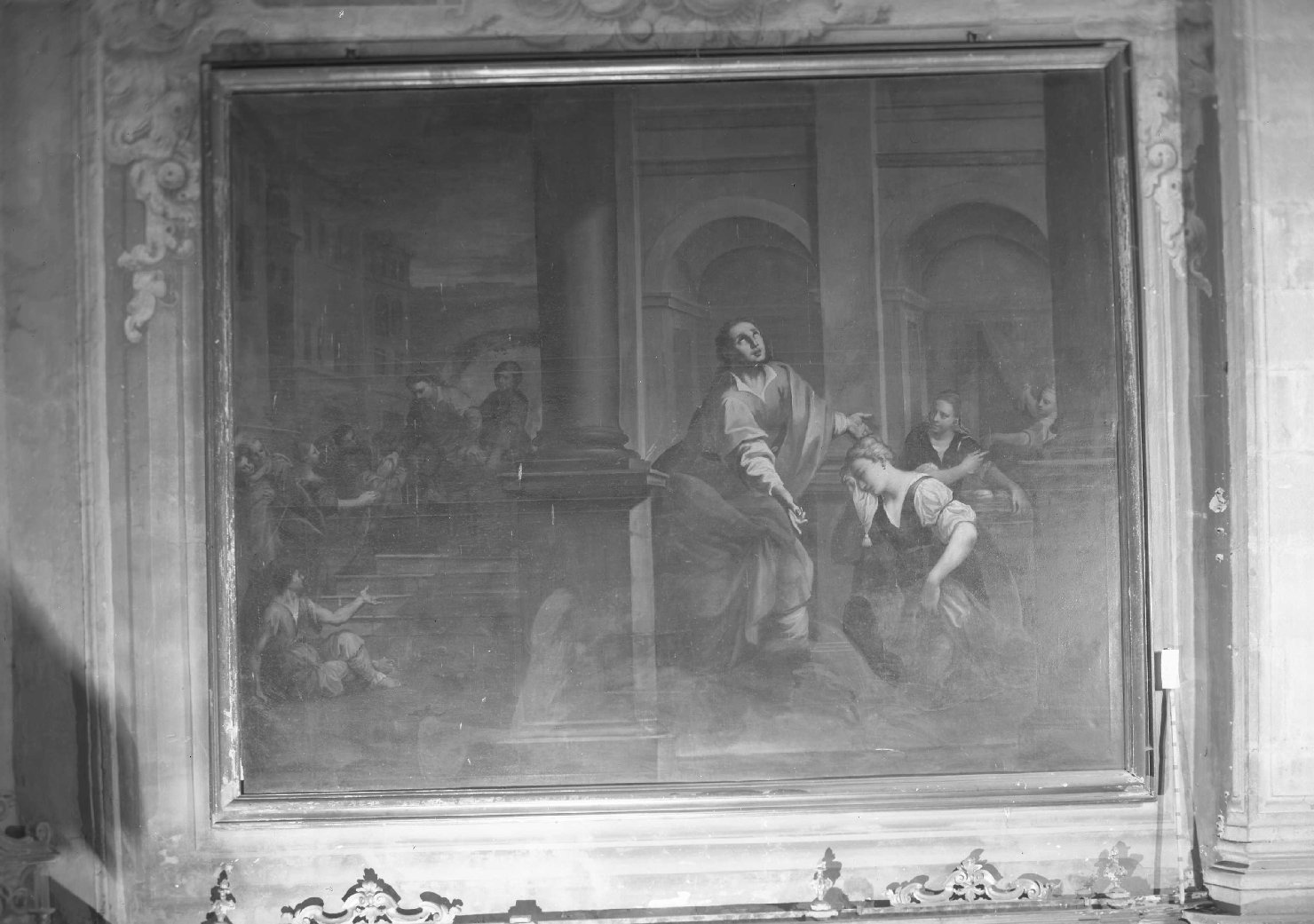 Sant'Omobono sazia gli affamati, Santo (dipinto) di Cozza Giovanni Battista (sec. XVIII)